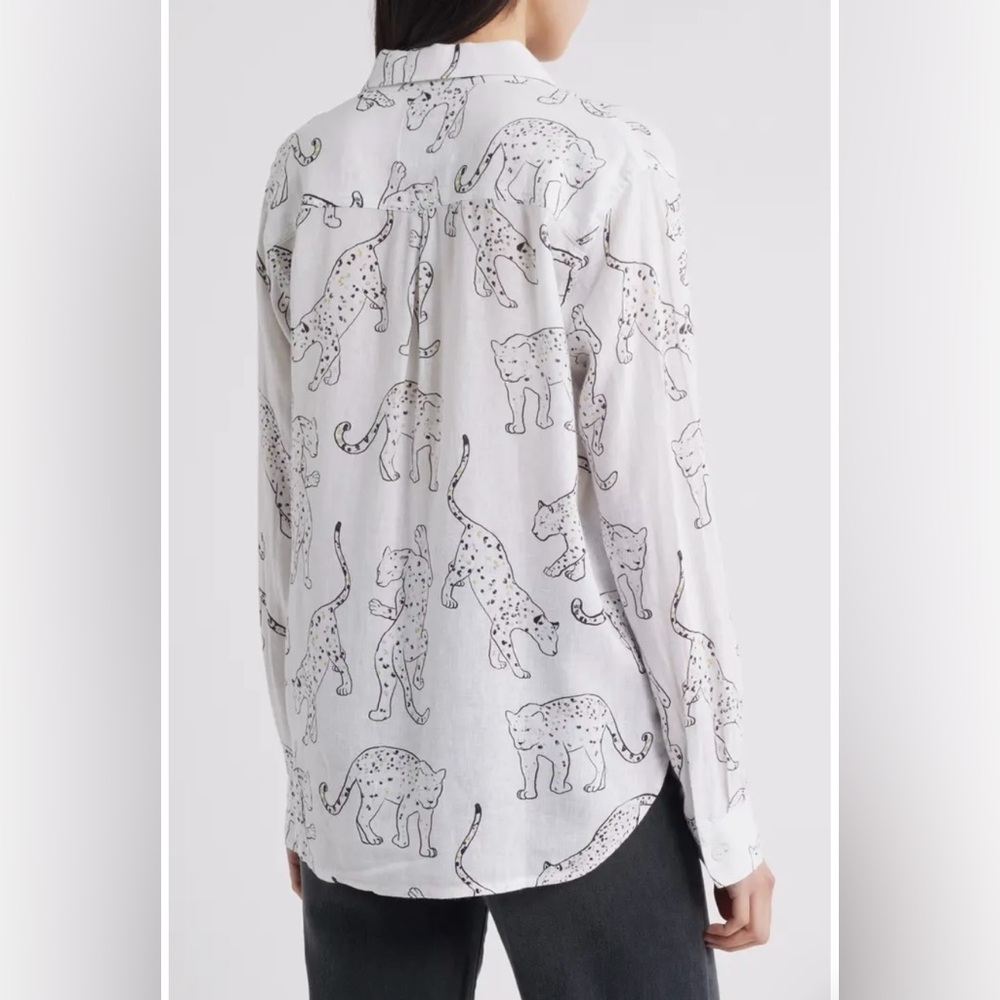 Rails/Nordstrom Charli Linen Blend Button Up Shirt in Belize Jaguar Size L. NWT - Picture 2 of 9